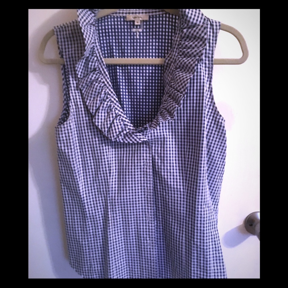 Tyler Boe sleeveless blue /white gingham shirt 10